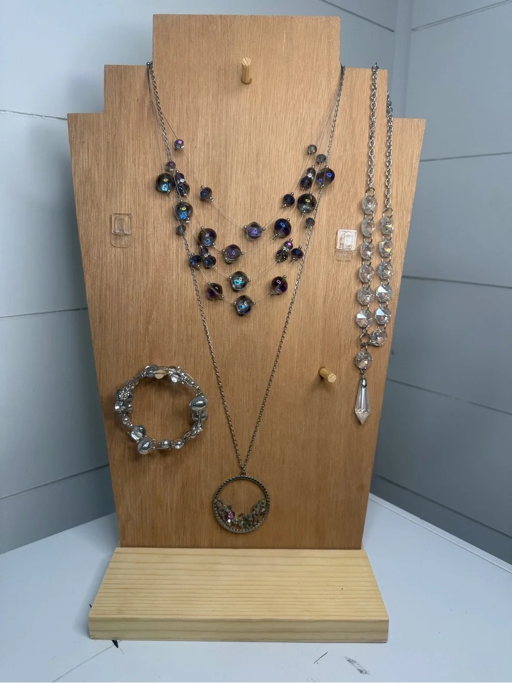 paparazzi Iridescent Blue-Purple Multi-Strand Crystal Necklace
